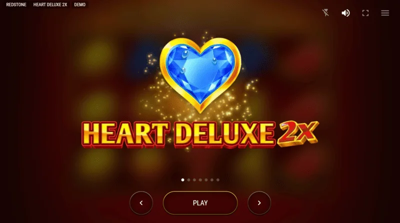 Heart Deluxe 2x - menyu kuu na skrini ya kuanzia ya slot